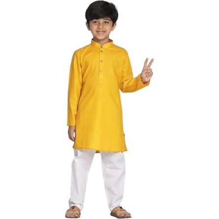 Junior boy panjabi- yellow