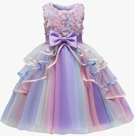 TAF & CO. Rainbow Rose Party Dress Blue