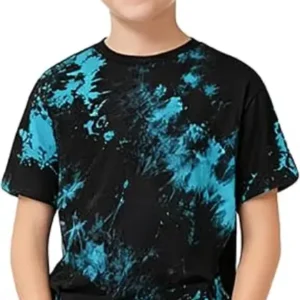 Boys Tie Dye Cotton Casual Short Sleeve T-Shirt Black