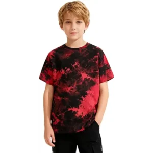 Boys Tie Dye Cotton Casual Short Sleeve T-Shirt