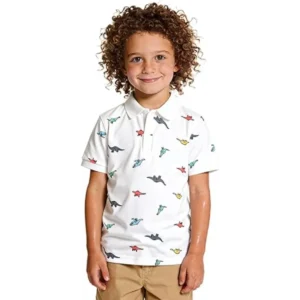 kids dinosaur polo whire