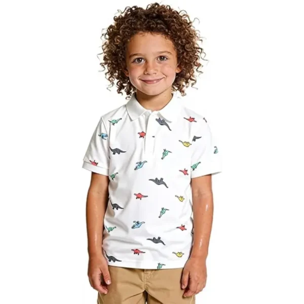 kids dinosaur polo whire