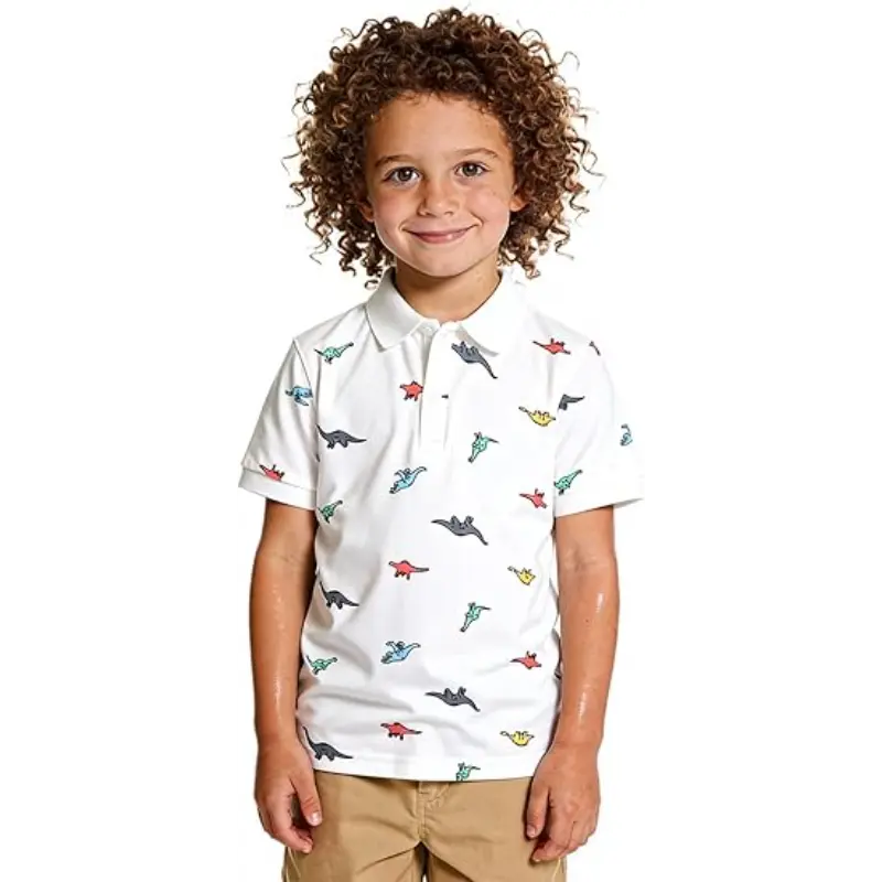 kids dinosaur polo whire